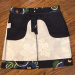 Tory Burch Navy Emerald & Black Pencil Skirt with Oversized Floral Pattern Sz 2 Photo 14