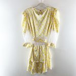 For Love & Lemons Floral Tiered Sheer Lace Mini Slip Dress Butter Yellow Large Photo 9