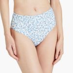 ONIA Sabrina High Rise Ditsy Floral Retro Blue Bikini Bottom Small Photo 0
