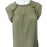 Ann Taylor LOFT Green Polka Dots Short Sleeve Ruffle Babydoll Blouse Top Size S Photo 0