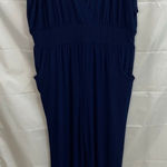 Nina Leonard NEW Nina Leonard women's navy blue stretch pocket jogger jumpsuit loose casual Photo 0