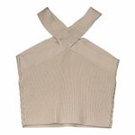 Aritzia Babaton Khaki Tan Ribbed Sculpt Knit Criss Cross Crop Top size XS Photo 5