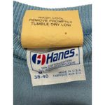 Hanes VTG 80s Sew Goes It Teddy Bear Rainbow Sweatshirt M Blue USA Made Photo 2