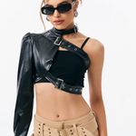 Solado Buckle Detail Leather Crop Top Photo 0