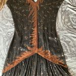 Black & Bronze Sequin Embellished Flutter Sleeve Midi Dress Photo 10