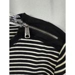 Lauren Ralph Lauren Sweater Womens Medium Black White Stripe Pullover Patch Zip Photo 2