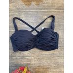 Bleu Rod Beattie  Kore Shirred Underwire Bandeau Bikini Swim Top Black‎ Size 36D Photo 5