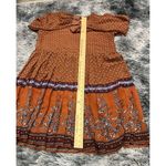 Dillards A Loves A‎ Pleated Print Dress Long Sleeve Burnt Orange Size Large Photo 4