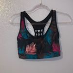 Xersion colorful leaf pattern workout knotted back athletic sports bra Photo 0