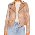 superdown  Giovanna Moto Jacket in Tan Faux Leather with Pockets Zips and Belt Photo 8