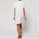 Faherty  Gemina Dress Womens Medium Beige Stripe Pleated‎ 100% Linen Shift Beach Photo 1