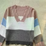 SheIn  vneck ripped detail colorblock sweater NWT sz small Photo 0