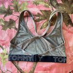 Tommy Hilfiger grey navy cross back cotton sports bra sparkly silver logo Photo 2