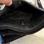 Michael Kors Black Leather Crossbody Bag MK Logo Gold Tone Adjustable Strap Photo 11