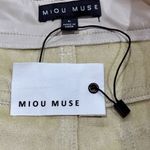 Miou Muse Faux Leather Vegan Cream Long Pants Large Straight Leg High Rise‎ Photo 5