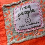 Free People We the Free Orange Ruffled Embroidered Boho Top, sz. Large EUC! Photo 6