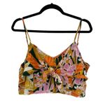 Aerie Top Womens XL Tank Woven Tie Front Dark Algae Floral Tropical Cropped NWT Photo 4
