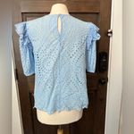 English Factory  Baby Blue Ruffle Puff Sleeve Cotton Eyelet Top Size Large Photo 6