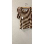 Who What Wear Who what‎ wear small White Mustard striped puff sleeve top Photo 2