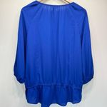 Chico's Chico’s Royal Blue Blouse with Silver & Brass Studs Around the Keyhole Neckline Photo 6