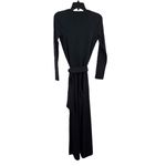 Susana Monaco Navy V Neck Long Sleeve Belted Wide Leg Knit Jumpsuit Small New Photo 2