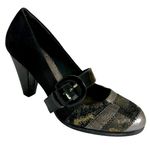 BKE Black Patent Leather Patchwork Buckle 3.5 Inch Heels Womens Shoes 8.5 Photo 0