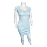 HALEY & JUNE Small blue & white checked tight bodycon mini Dress short sleeve Photo 3