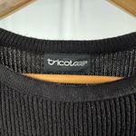 Vintage‎ Tricots Shoulder Pad Long Sleeve Midi Sweater Dress in Black Size Small Photo 3