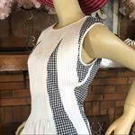 Diane Von Furstenberg  WHITE & BLACK GINGHAM PRINT FIT & FLARE DRESS (6) Photo 6