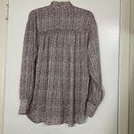 Reiss  Pink Chiffon Button front long sleeve tie collar metallic trim blouse US 6 Photo 6