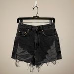 Topshop  A-Line Ripped Denim Mom Shorts, Washed Black, Size 2, EUC Photo 2