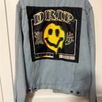 Brooklyn Cloth Women’s  Light Blue Drip Oversized Jean Jacket EUC Size Large Photo 6