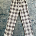 Born Cream Gray Buffalo Plaid Super Soft Plush Lounge Pajama Pants Small Gray Photo 0