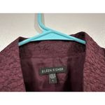 Eileen Fisher  Maroon Textured Silk Blend Blazer Jacket Large L Photo 2