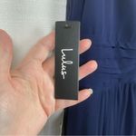 Lulus Lulu’s Navy Blue Leading Roll V Neck Ruched A Line Chiffon Maxi Dress Sz.M NWT Photo 8