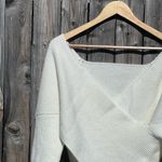 Dazy Elegant White Wrap Sweater Size M Photo 7