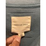 American Eagle Women Large Oversized Blue Collar Long Sleeve Heavy Preppy Grunge Photo 1