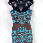 Alexis  Ayanna Oceano Dress Large Brown Blue Aztec Print Linen Midi Vacation Photo 7