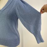 Brochu Walker Saskia Vee Cotton Knit Pullover Sweater Blue Photo 3