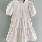 ZARA  Tiered Poplin Dress White Photo 5