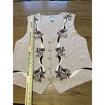Vintage 90s Koret mauve pink floral embroidered knit sweater vest cardigan L Size L Photo 3