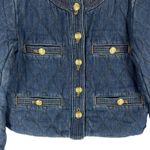 Ann Taylor  Quilted Denim Jacket Gold Button Mid Indigo Wash Size S Photo 7