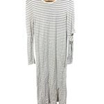 Current/Elliott Silver Metallic Striped The Quince Knit Midi Dress Photo 1