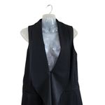 Bisou Bisou Michele Bohbot Ruffle Collared Black Vest Sleek Waist Coat Sz Small Photo 2
