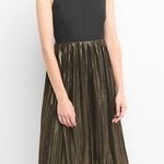 Gap Black & Gold Sleeveless Knit Pleated Skirt Dress Size 4p Photo 0