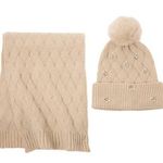 C. Wonder Cream Knit Scarf and Hat Set NWT One Size Cream Scarf Gift Set Photo 0