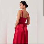 ASTR New  the Label Cherry Red Pleated Bustier Midi Dress Thigh Slit Size‎ Small Photo 1