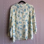 J.Jill Love Linen 100% Linen Balloon Sleeve Floral Top Sz L Yellow Blue Photo 1