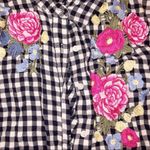 Como vintage  large gingham floral flannel top Photo 6
