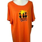 Holiday Editions Halloween Tee Size 2X NWT holiday party witch cat fall sparkle Orange Photo 0